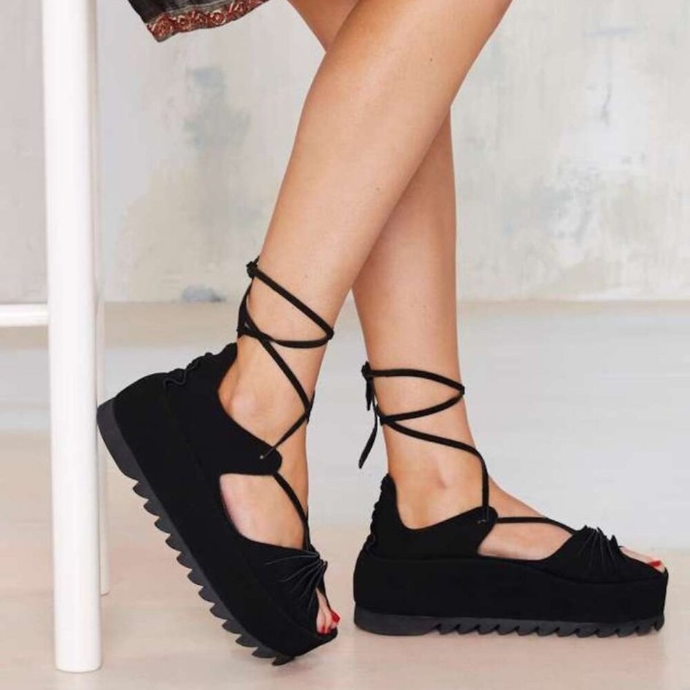 Jeffrey Campbell Filippa Suede Platform Lace Up Sandal